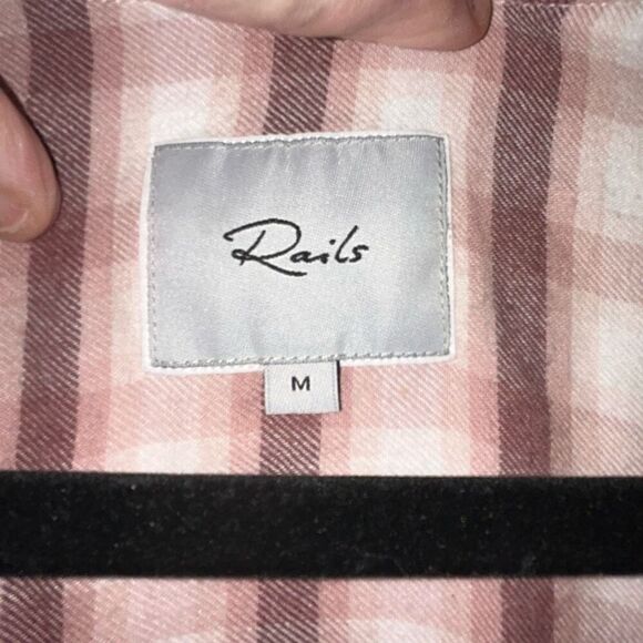 Rails Angelica pink plaid flannel mauve rose iron size M - Picture 2 of 10